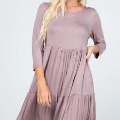 3/4 Sleeve Tiered Dress