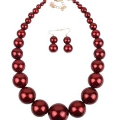 Beaded Pearl Statement Necklace and Earring Set