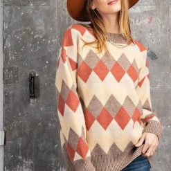 Women's Argyle Sweater | Jolie Vaughan Mature Women's Boutique