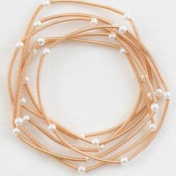 Gold Pearl Guitar String Bracelet Set