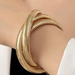 Golden Cobra Triple-Stack Bangle