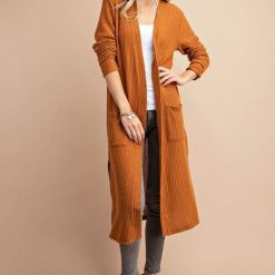 Hazel Open Front Long Pocket Cardigan Outerwear