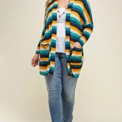 Laryn Striped Cardigan Outerwear | Plus Size Womens Clothing