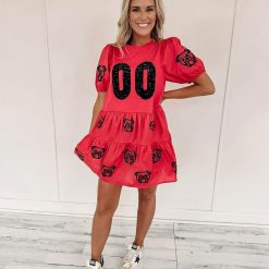 Bulldog Babydoll Dress – Red