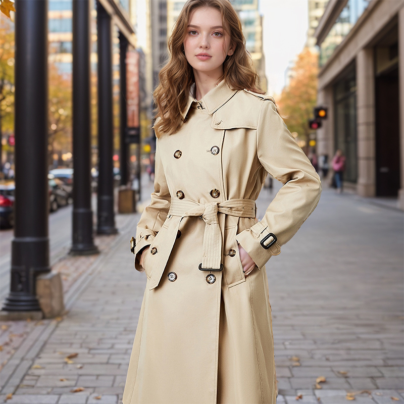 Popular Trench Coat Women 2024 FallWinter New Mid-Length Coat Khaki